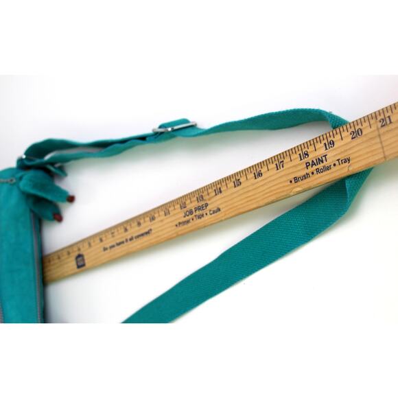 Kipling TURQUOISE NYLON CANVAS STRAP BAG CHARM SHOULDER BAG X-BODY HANDBAG PURSE - Picture 11 of 14